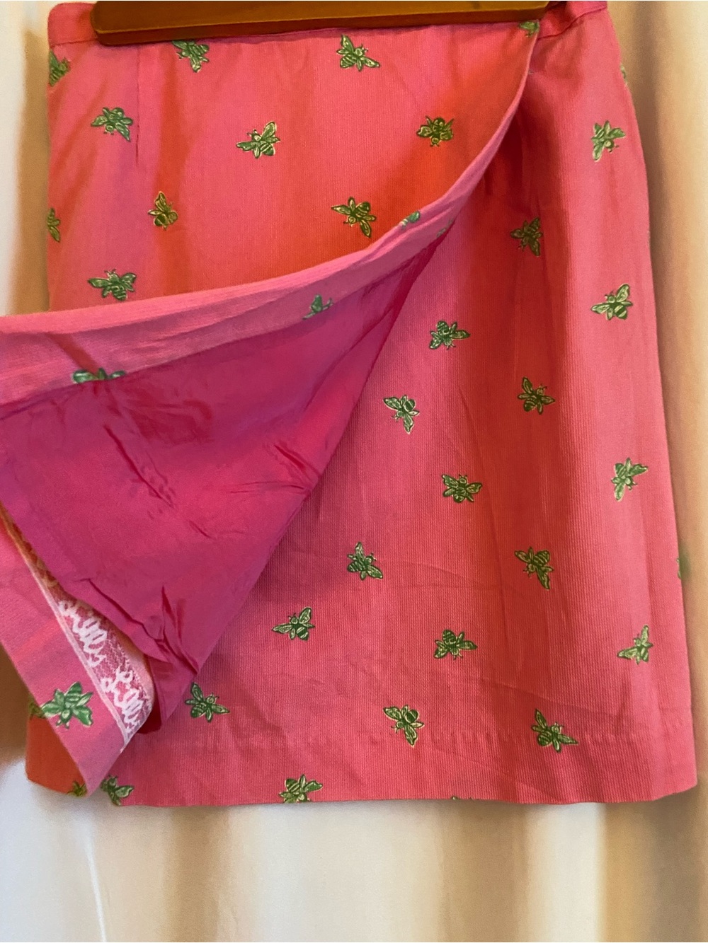 Lilly Pulitzer Pink Mini Skirt with Green Bees